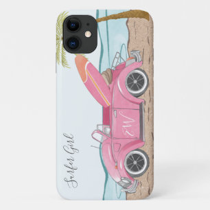 Case-Mate iPhone Case Plage de Surfer Girl Pink Car
