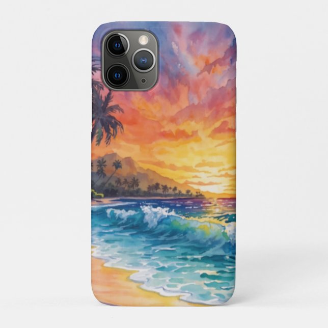 Coques Case-Mate iPhone Plage des palmiers coucher de soleil Hawaï (Dos)