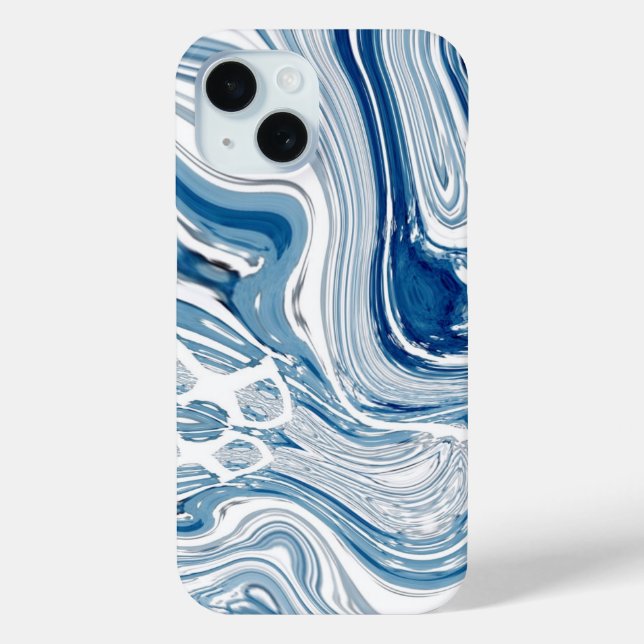 Coques Case-Mate iPhone plage d'été vagues nautiques aquarelle bleu tourbi (Verso)
