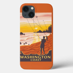 Etui iPhone 13 Plage et cerfs-volants - côte de Washington