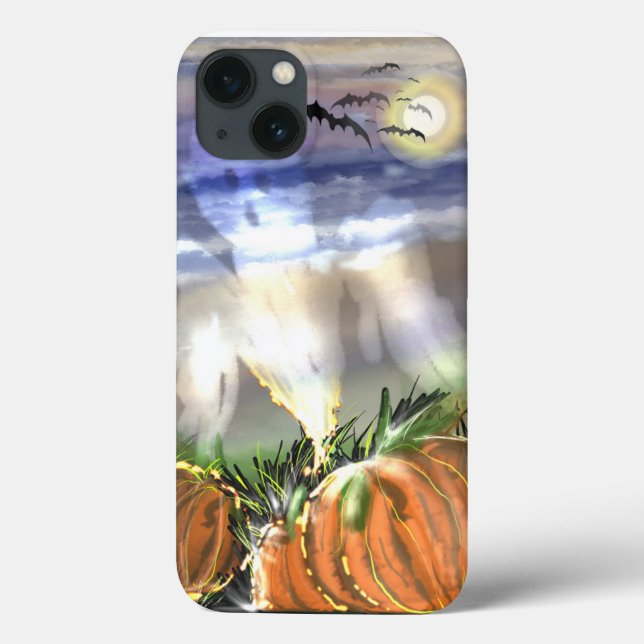 Coques Case-Mate iPhone Plage hantée avec un fantôme et citrouilles  (Verso)