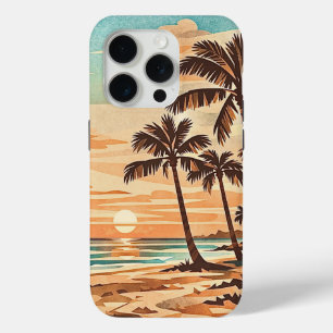 Coque Case-Mate iPhone plage moderne milieu de siècle Hawaii coucher de s