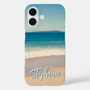 Coque Pour iPhone 16 Plage personnalisée Photo Ocean Blue