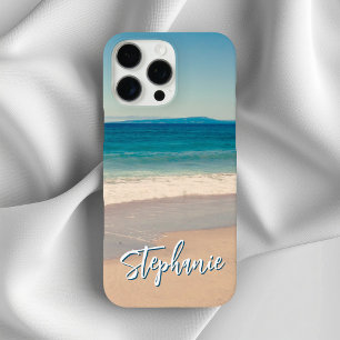 Coque iPhone 16 Pro Max Plage personnalisée Photo Ocean Blue
