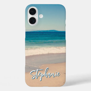 Coque Pour iPhone 16 Plus Plage personnalisée Photo Ocean Blue