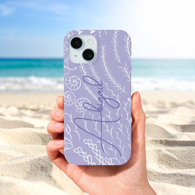 Coques Case-Mate iPhone Plage personnalisée récif de corail océanique (Zazzle Personalized Purple Ocean Coral Reef Beachy Case-Mate iPhone Case )