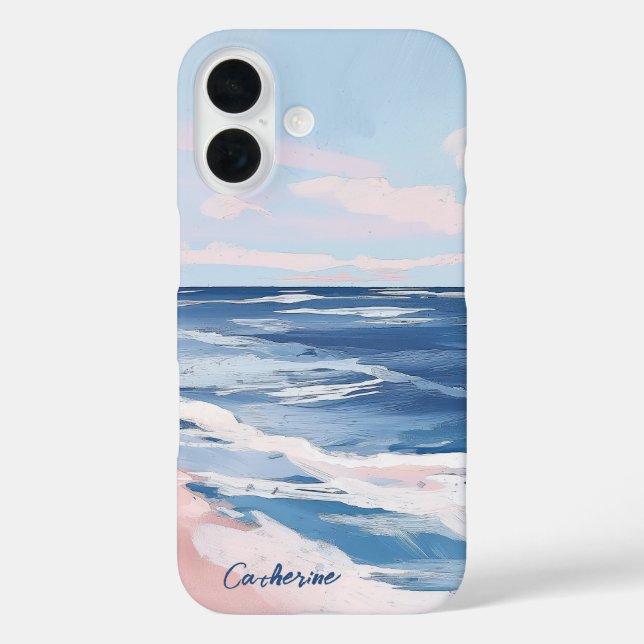 Coques Case-Mate iPhone Plage rose et bleu Plage Gouache Art (Verso)