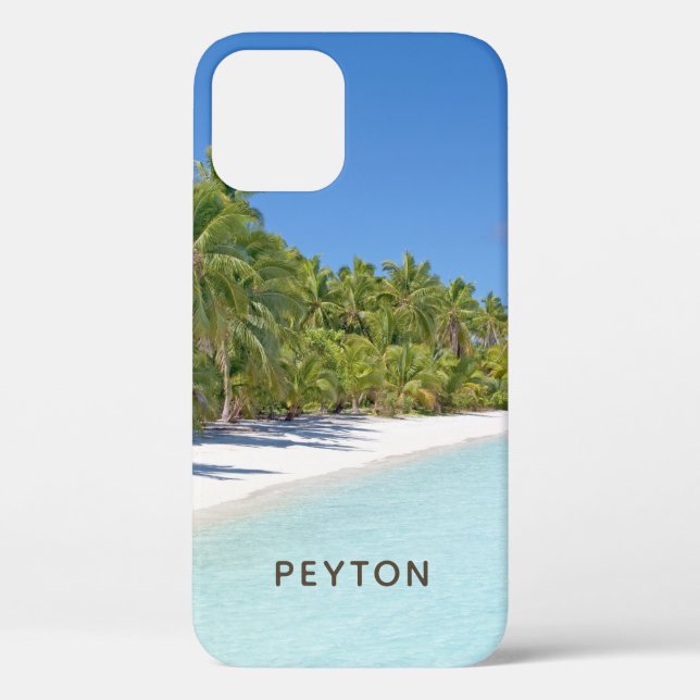 Coques Case-Mate iPhone Plage Tropicale avec Palmiers Monogrammés (Verso)