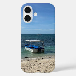 Coque Pour iPhone 16 Plage tropicale de l'océan bleu & bateau : Vibe d'