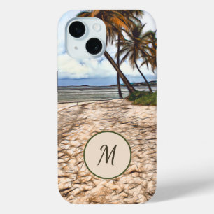 Coque Case-Mate iPhone Plage tropicale Palmiers Océan Monogramme