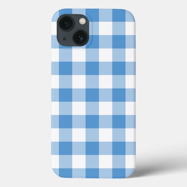 Coques Case-Mate iPhone Plaid bleu clair et blanc En vichy (Verso)
