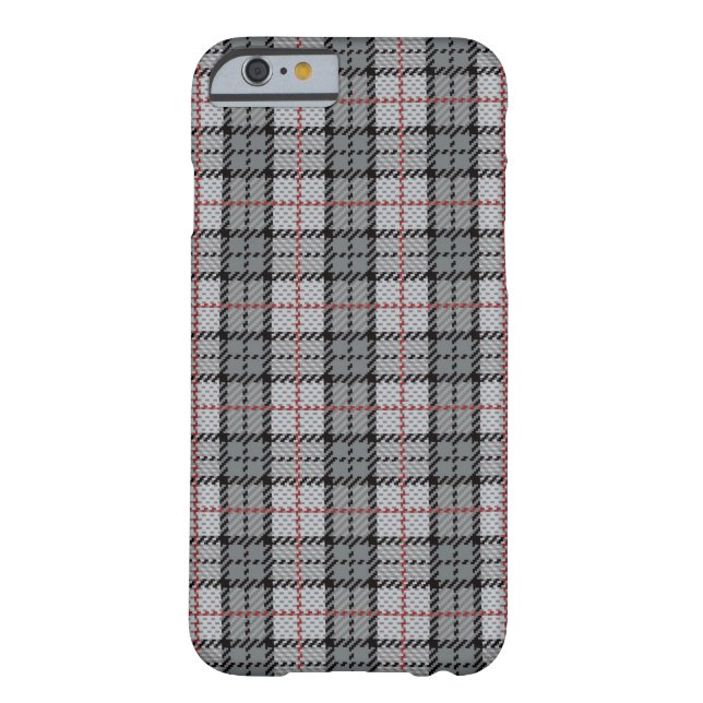 Coques Case-Mate iPhone Plaid de pixel dans le gris avec la rayure rouge (Dos)
