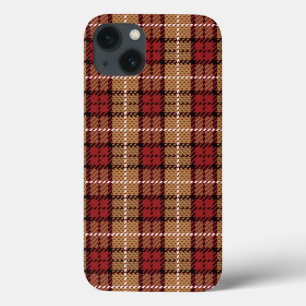 Etui iPhone 13 Plaid de pixel en rouge et or