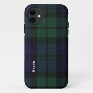 Coques Pour iPhone Plaid de tartan noir de montre