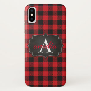 Case-Mate iPhone Case Plaid EDITABLE de Buffalo rouge et noir décoré