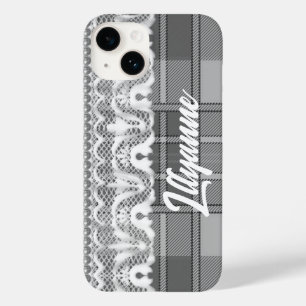 Coque Case-Mate iPhone Plaid et dentelle noir et blanc mignon