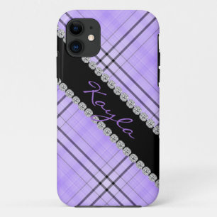 Coque Case-Mate Pour iPhone PLAID et FAUSSE PIERRE POURPRES MIGNONS je