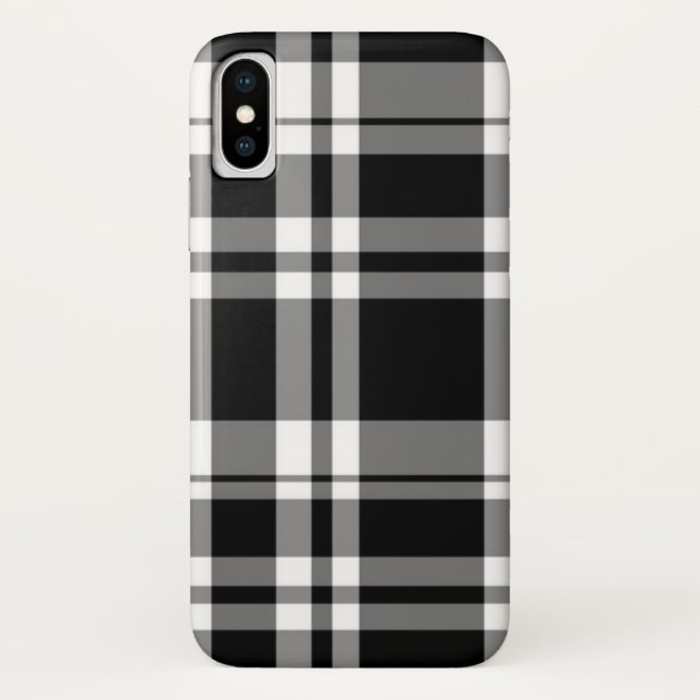 Coques Case-Mate iPhone plaid noir blanc tartan classique (Dos)