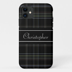Coque Case-Mate iPhone Plaid noir personnalisé