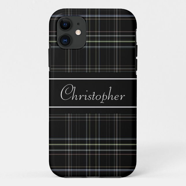 Coques Case-Mate iPhone Plaid noir personnalisé (Dos)