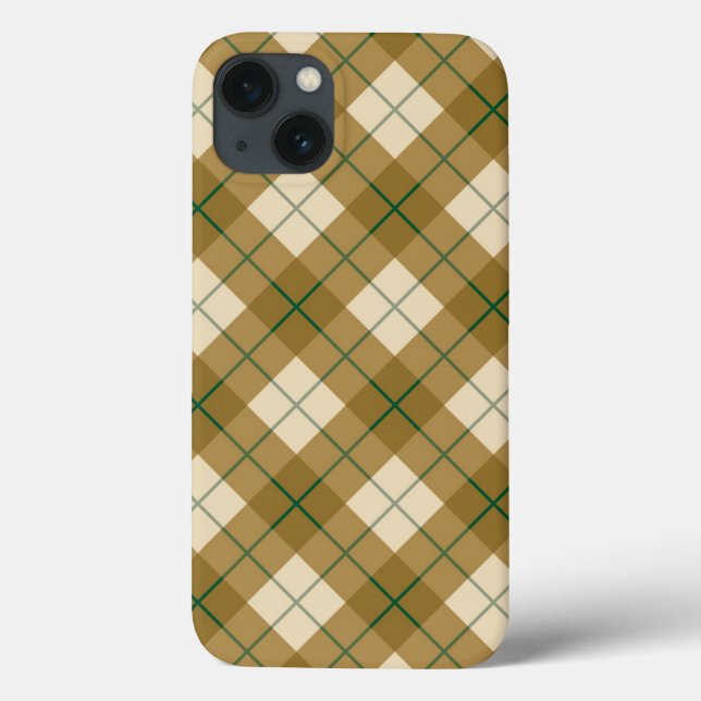 Coques Case-Mate iPhone Plaid polarisé en or avec la rayure verte (Verso)