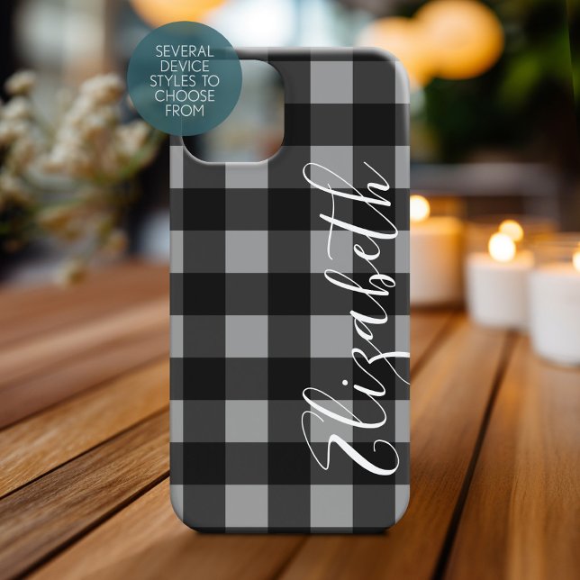 Coques Case-Mate iPhone Plaid rustique rouge et noir de buffle - peut modi (Personalized Phone Case with Monogram)