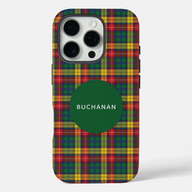 Coques Case-Mate iPhone Plaid Tartan Clan Buchanan Rouge Vert Personnalisé (Verso)