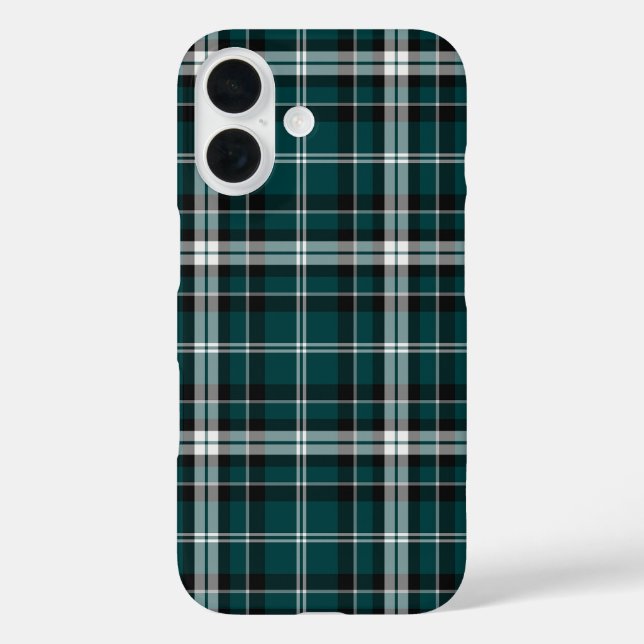 Coques Case-Mate iPhone Plaid turquoise noir et blanc (Verso)