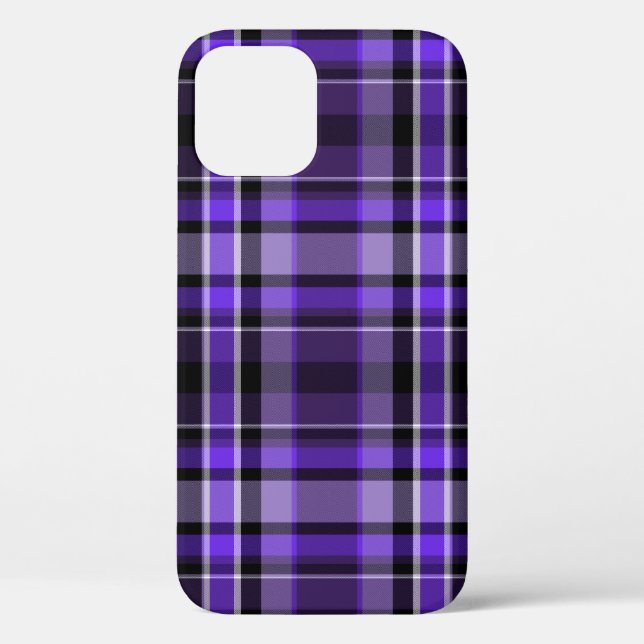 Coques Case-Mate iPhone Plaid violet et noir (Verso)
