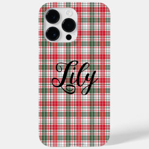 Coque Case-Mate iPhone Plaid Winter Holiday Nom de Noël personnalisé