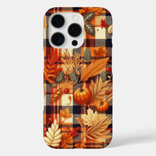 Coque iPhone 16 Pro Plaids d'automne citrouille Maple Feuille