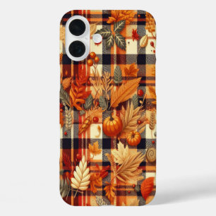 Coque Pour iPhone 16 Plus Plaids d'automne citrouille Maple Feuille