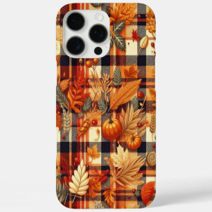 Coque iPhone 16 Pro Max Plaids d'automne citrouille Maple Feuille