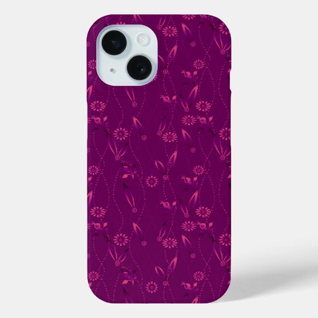 Coques Case-Mate iPhone Plain floral pattern retro burgundy (Verso)