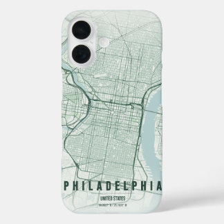 Coque Pour iPhone 16 Plan de la ville de Philadelphie aux États-Unis, d