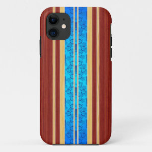 Coque iPhone 11 Planche de surf en bois de Faux de Tiki Hawiian
