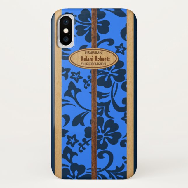 Coques Case-Mate iPhone Planche de surf en bois de monogramme de Faux (Dos)