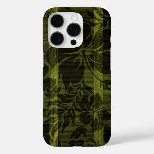 Coque iPhone 16 Pro Planche de surf en faux bois Keokea Beach en vert