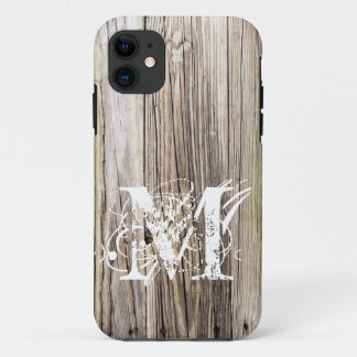 Case-Mate iPhone Case Planches en bois rustique avec chic Monogram Otter