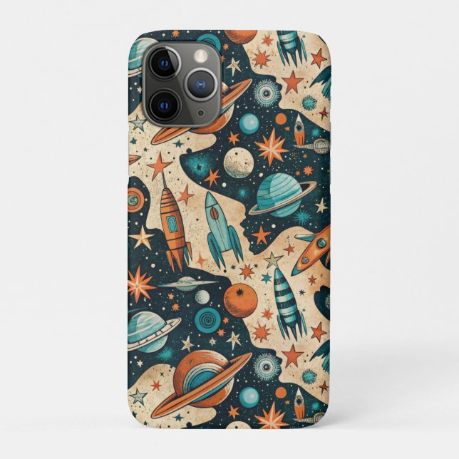 Coques Case-Mate iPhone Planète de fusée spatiale rétro Pépinière orange s (Dos)