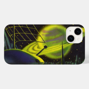 Coque Case-Mate iPhone Planète verte néon Vintage Science Fiction avec an