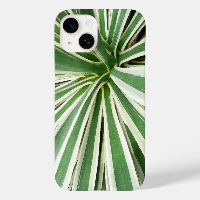 Coques Case-Mate iPhone Plante Agave Vert et blanc rayé (Verso)