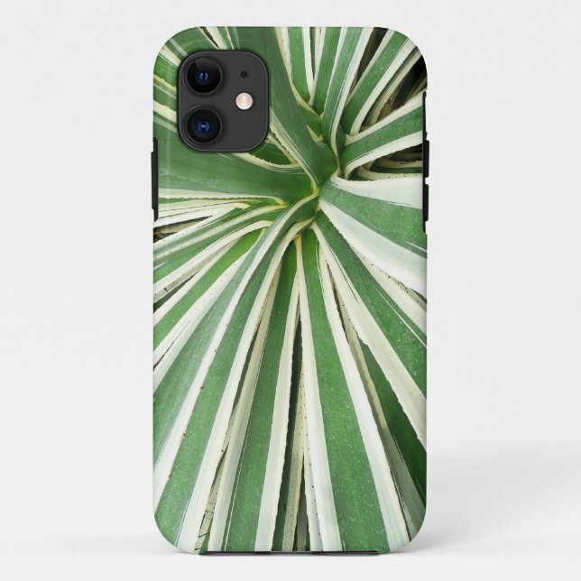 Coques Case-Mate iPhone Plante Agave Vert et blanc rayé (Dos)