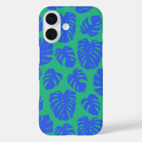 Plante de feuille Monstera Botanique en bleu et ve