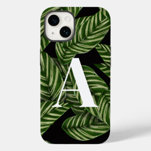 Coque Case-Mate iPhone Plante de feuille tropicale moderne Imprimer Monog