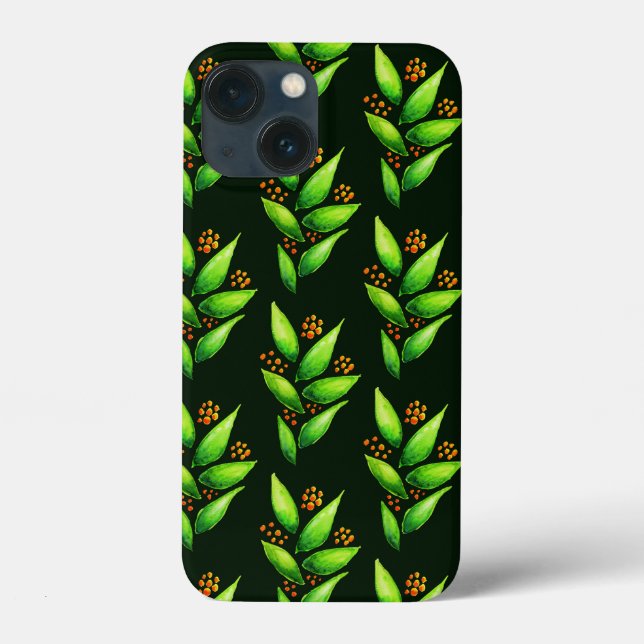 Coques Case-Mate iPhone Plante vert avec Motif d'aquarelle Berries (Verso)