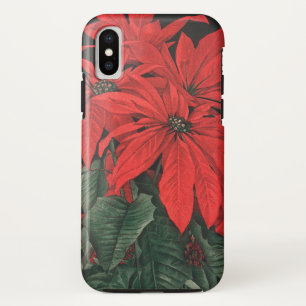 Coque Case-Mate iPhone Plantes de poinsettia rouges de Noël vintage Fleur