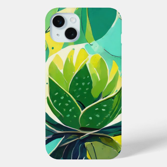 Coques Case-Mate iPhone Plantes succulents en vert et jaune (Verso)