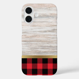 Coque Pour iPhone 16 Plaque de buffle en or de bois naturel