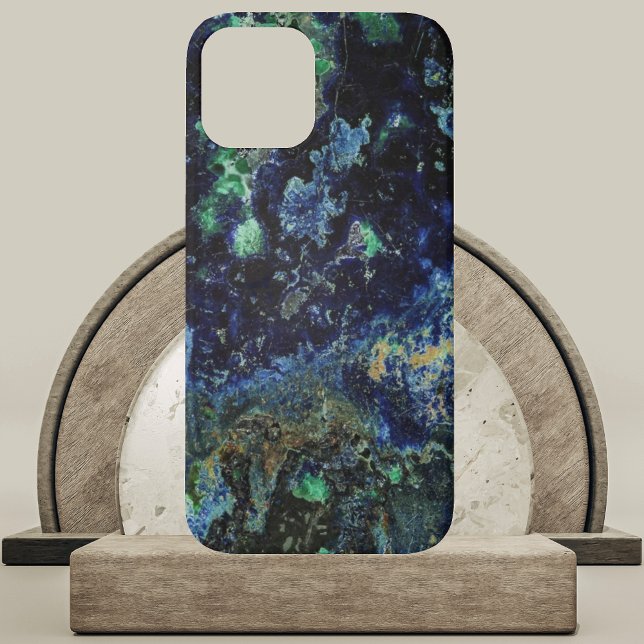 Coques Case-Mate iPhone Plaque de Malachite Azurite (Azurite and Malachite Slab Phone Case on  Marble and Wood Podium)